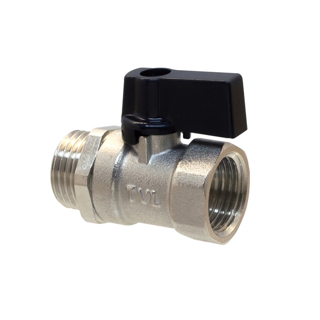 Kulventil mini 1/2" utv/inv PN20 svart vred