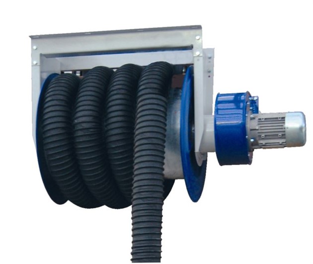 Slangupprullare med fläkt 150mm slang 10m med ansl.