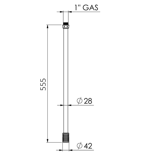 Sugrör 1" BSP L=555 med filter för 50/60kg tunna