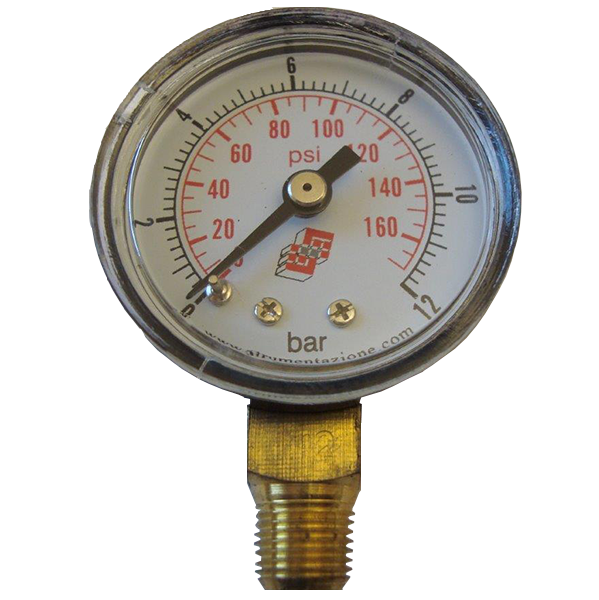 M40 1/8 0-12 manometer (Anslutning Radiellt ut från sidan)