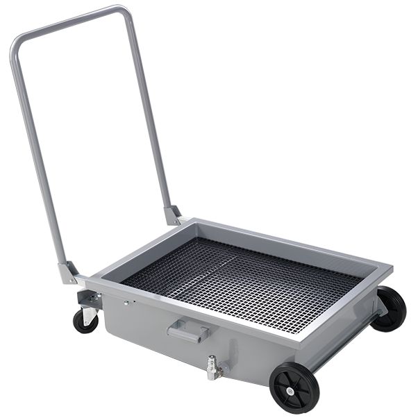 Spilloljevagn 50l med handtag, hjul och snabbkoppling för avt.